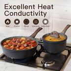 Pots and Pans Set Nonstick 22 Pcs, Ceramic cookware set Non-Toxic CoatingGray - Image 2