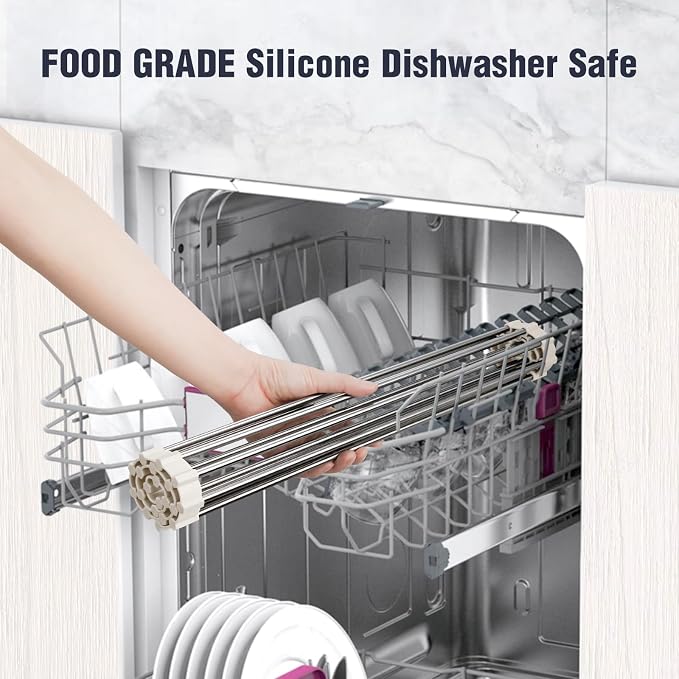 Tomorotec 21" x 15.5" Roll Up Dish Drying Rack Over Sink Drying Rack Sink Cover - Image 7