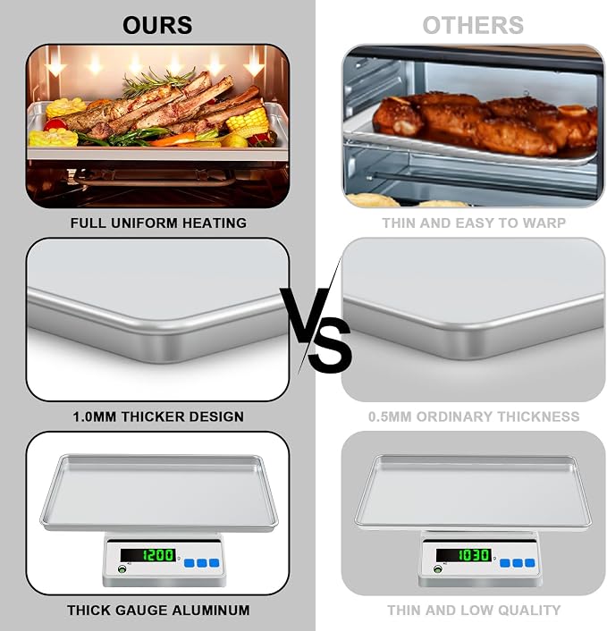 24 Inch Baking Sheet Pans with Rack Set, Natural Aluminum Cookie Sheet - Image 3
