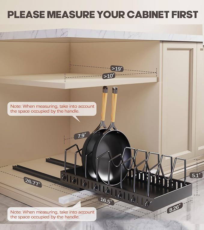Lozovin Pull Out Pots and Pans Organizer Under Cabinet, Sliding Lid Holder and - Image 2