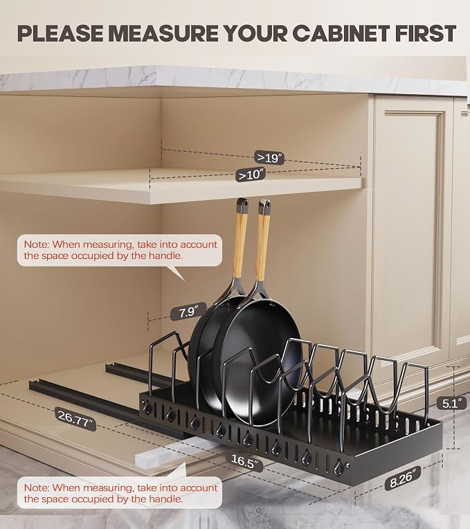 Lozovin Pull Out Pots and Pans Organizer Under Cabinet, Sliding Lid Holder and - Image 2