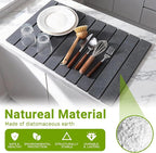 Large Stone Dish Drying Mat for Kitchen Counter, Foldable Diatomaceous Earth - Image 2