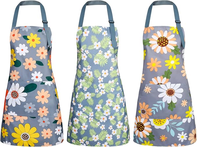 BOUMUSOE 3 Pack Floral Aprons by BOUMUSOE