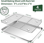 Small Baking Sheet with Cooling Rack Set, CEKEE Stainless Steel Cookie Sheets - Image 2