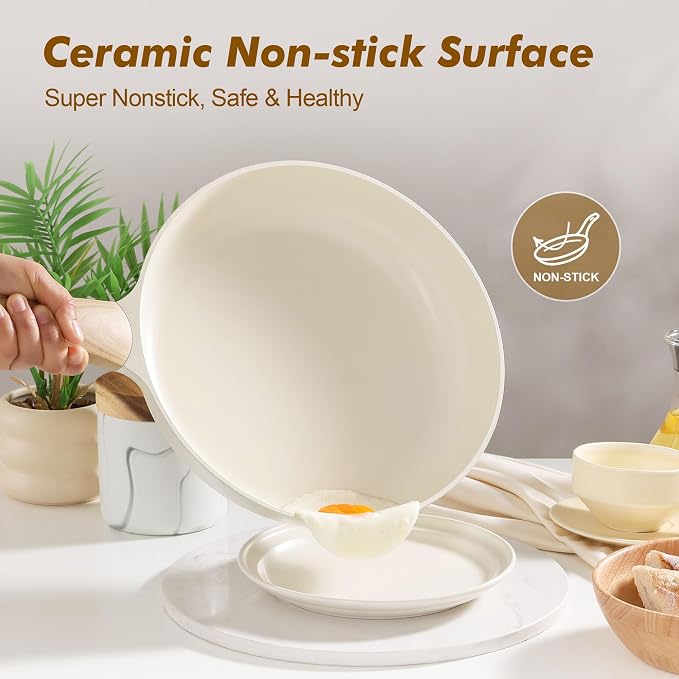 SENSARTE Ceramic Nonstick Frying Pan Skillet 9.5Inch Non Stick Omelette Pans - Image 2