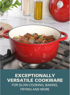 Gibson Home Addlestone 5-Quart Red Enamel Cast Iron Dutch Oven - Image 5