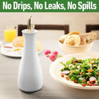 Ceramic Olive Oil Dispenser - 530 ML Capacity Matte White Ceramic Oil Dispenser - Image 4