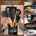 Umite Chef Kitchen Cooking Utensils Set, Wooden Handle Silicone Kitchen Gadgets - Image 7