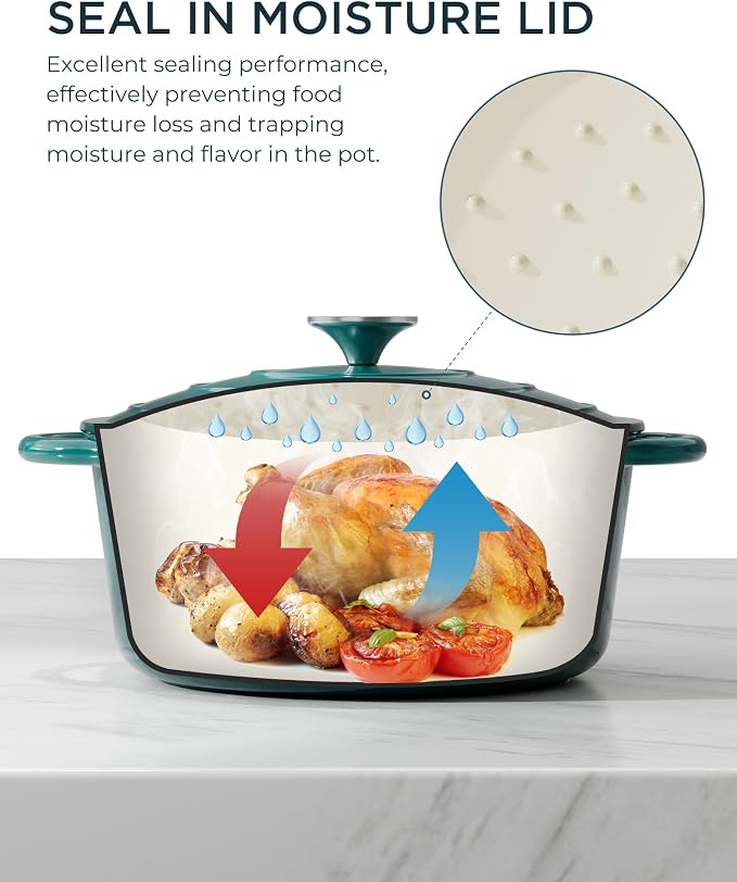 Enameled Cast Iron Dutch Oven - 6QT Pot - Heavy-Duty Cookware - Image 3