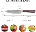 Sunnecko 5.5 Inch Small Chef Knife, High Carbon Stainless Steel Professional - Image 3