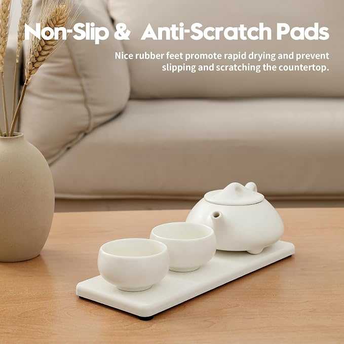 2PCS 7"x3.5" Water Absorbing Bathroom Sink Vanity Trays, Diatomite Stone Quick - Image 5