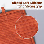 Folkulture Pot Holders for Kitchen | Pack of 2 Ribbed Soft Silicone Hot Pads - Image 4