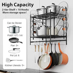 VyGrow 17 Inch Pot Rack Wall Mounted, 2 Tier Pots and Pans Organizer - Image 3