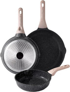 Kordisen Nonstick Frying Pan Set, 3 Piece Skillet Set, Healthy Induction by Kordisen