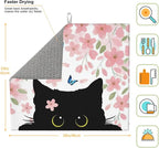 Flowers Black Cat Butterfly Dish Drying Mat - Image 2