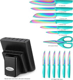 Marco Almond Knife Block Set, Knife Set Rainbow Color, 14 Piece Stainless Steel - Image 2