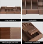 TIOPGHAD Bamboo-Silverware-Drawer-Organizer-Kitchen, Expandable Utensil Holder - Image 7