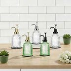 SheeChung Green Glass Soap Dispenser, 12 Oz Liquid Hand Soap Dispenser - Image 7