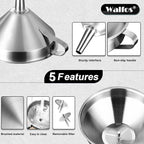 Walfos Extra Large Stainless Steel Funnel - Image 7