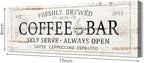 Coffee Bar Sign Decor Rustic Kitchen Canvas Sign Farmhouse Bar Hanging Wall - Image 2