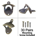 30 PCS Old Fashioned Beer Bottle Opener Wall Mounted Bulk, Antique Bronze Beer - Image 5
