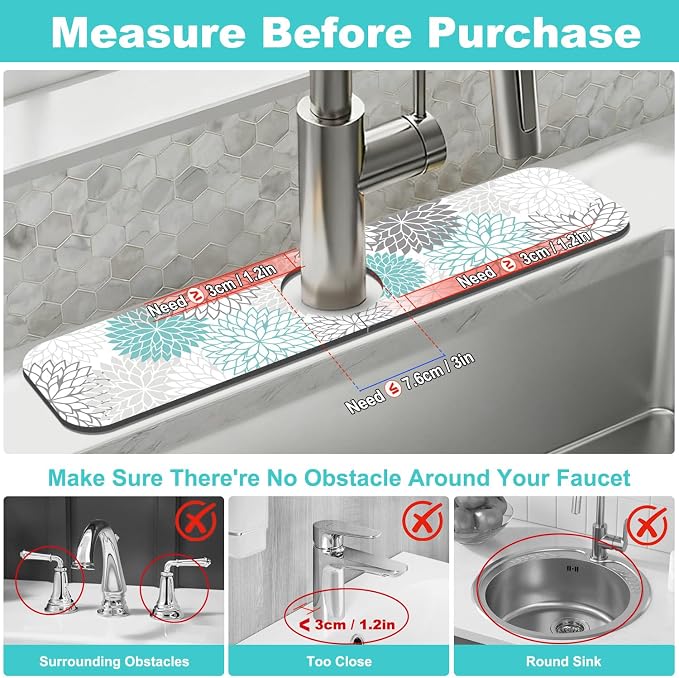 Findosom 2PCS 12" x 20" Dish Drying Mat & 24" x 5.5" Sink Splash Guard - Image 3