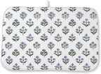 Vintage Blue Sage Green Floral Dish Drying Mat 18 x 24 Inch Block Print Floral by Sorktse