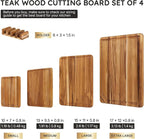 4 Pack Teak Wood Cutting Board Set - Image 2