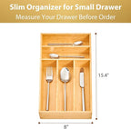 Umilife Bamboo Kitchen Drawer Organizer, 8 Inch Silverware Utensils Tray Holder - Image 5