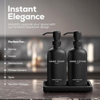 Black Glass Soap and Lotion Dispenser Set - Image 2