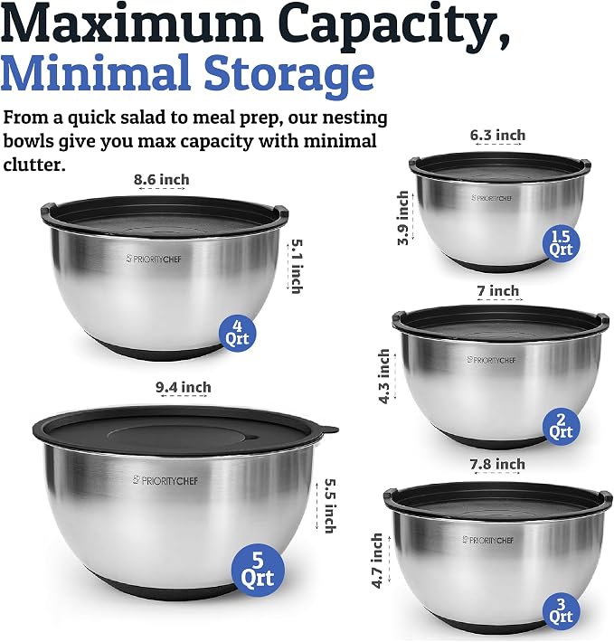 Priority Chef Stainless Steel Mixing Bowls - Image 4