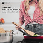 2pcs Wooden Spatula Spoon for Cooking, Thicker 12inch Coated Beech Wood Turners - Image 4