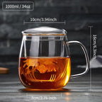 DOPUDO Large Glass Tea Cup, 34 oz Borosilicate Glass Tea Mug - Image 2
