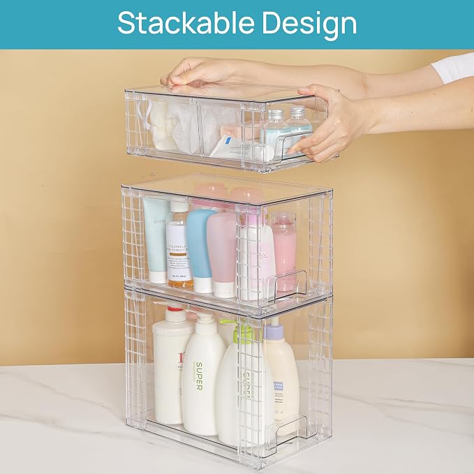 Vtopmart 6 Pack Clear Stackable Storage Drawers, Plastic Drawers - Image 8