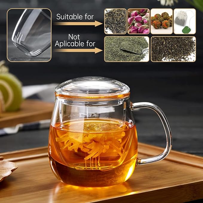 DOPUDO Glass Teacups 4 Pack Glass Tea Cup - Image 2