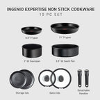 T-fal Ingenio Expertise Non Stick Cookware Set 10 Piece, Oven Broiler Safe 500F - Image 2