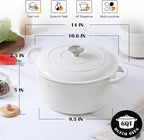 E-far Enameled Dutch Oven Pot for Bread Baking, 6QT Enameled Cast Iron Cookware - Image 2