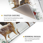Giwawa Winter Deer Dish Drying Mat 18"x24" Xmas Tree Bird Holly Berry Dish - Image 3