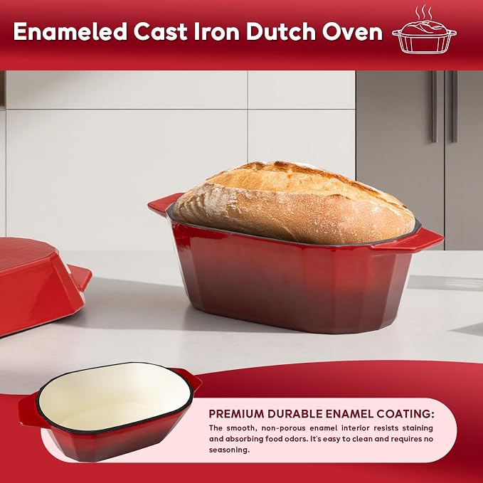 Enameled Cast Iron Sourdough Bread Oven – 3.3QT Dutch Oven - Image 5
