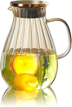 Glass Pitcher With Lid Amber Round Water Carafe with handle and Spout - Image 8