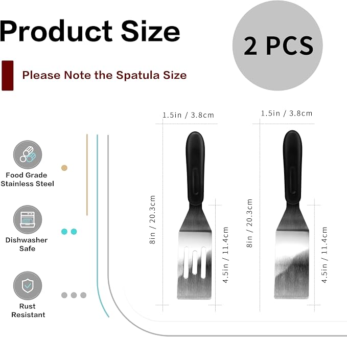 Small Spatula Professional Mini Serving Spatula, 2 Pieces Stainless Steel Metal - Image 2