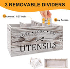 Rustic White Wooden Utensil Holder - Image 3