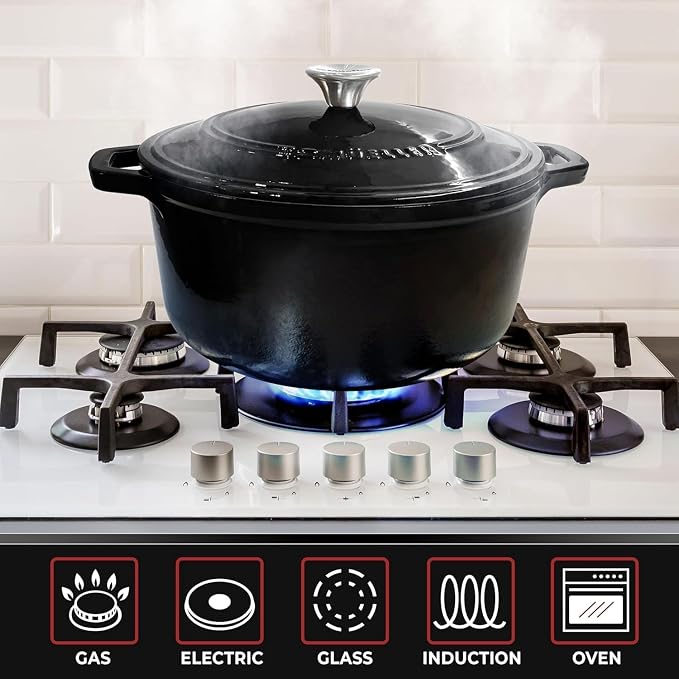 MUELLER HOME 4.5 QT Enameled Cast Iron Dutch Oven, Heavy-Duty Casserole Dish - Image 5