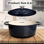 Zulay Kitchen 6 Quart Enameled Cast Iron Dutch Oven Pot - Image 8