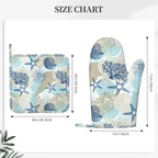 Nautical Coastal Oven Mitts and Pot Holders Set of 4 Silicone Starfish Seashell - Image 3