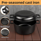 Cast Iron Dutch Oven Pot with Skillet Lid – Pre-Seasoned – Skillet Lid Cooking - Image 7