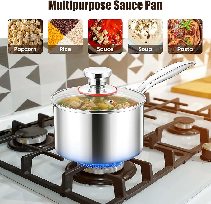 E-far Stainless Steel Saucepan Set - 2Qt & 3 Qt - Image 5