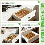 Bamboo Silverware Organizer, Bamboo Kitchen Drawer Cutlery Organizer, Utensil - Image 5