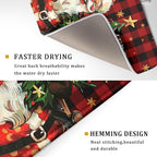 Merry Christmas Santa Claus Red Buffalo Plaid Dish Drying Mat - Image 3