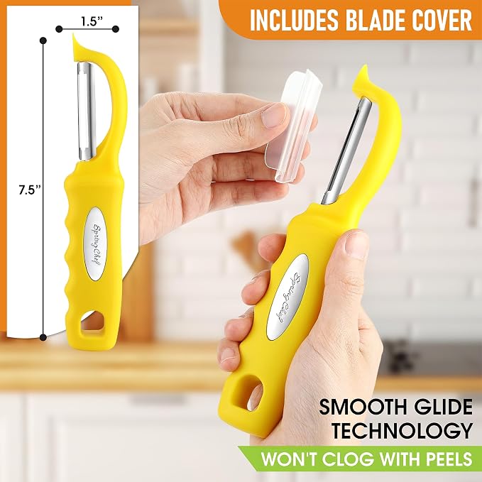 Spring Chef Premium Stainless Steel Yellow Swivel Potato Peelers - Image 3